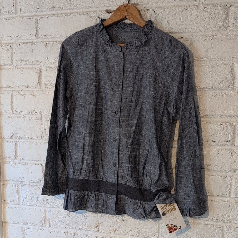 NWT Persnickety Chambray Button-Up Blouse